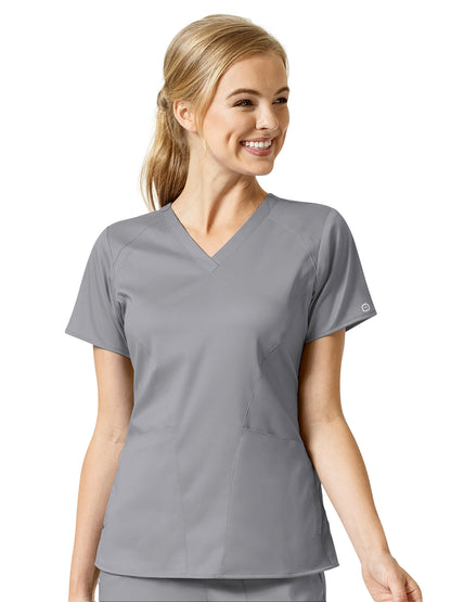 Women's 4 Pocket V-Neck Top - 6319 - Grey