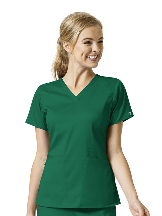 Women's 4 Pocket V-Neck Top - 6319 - Hunter Green