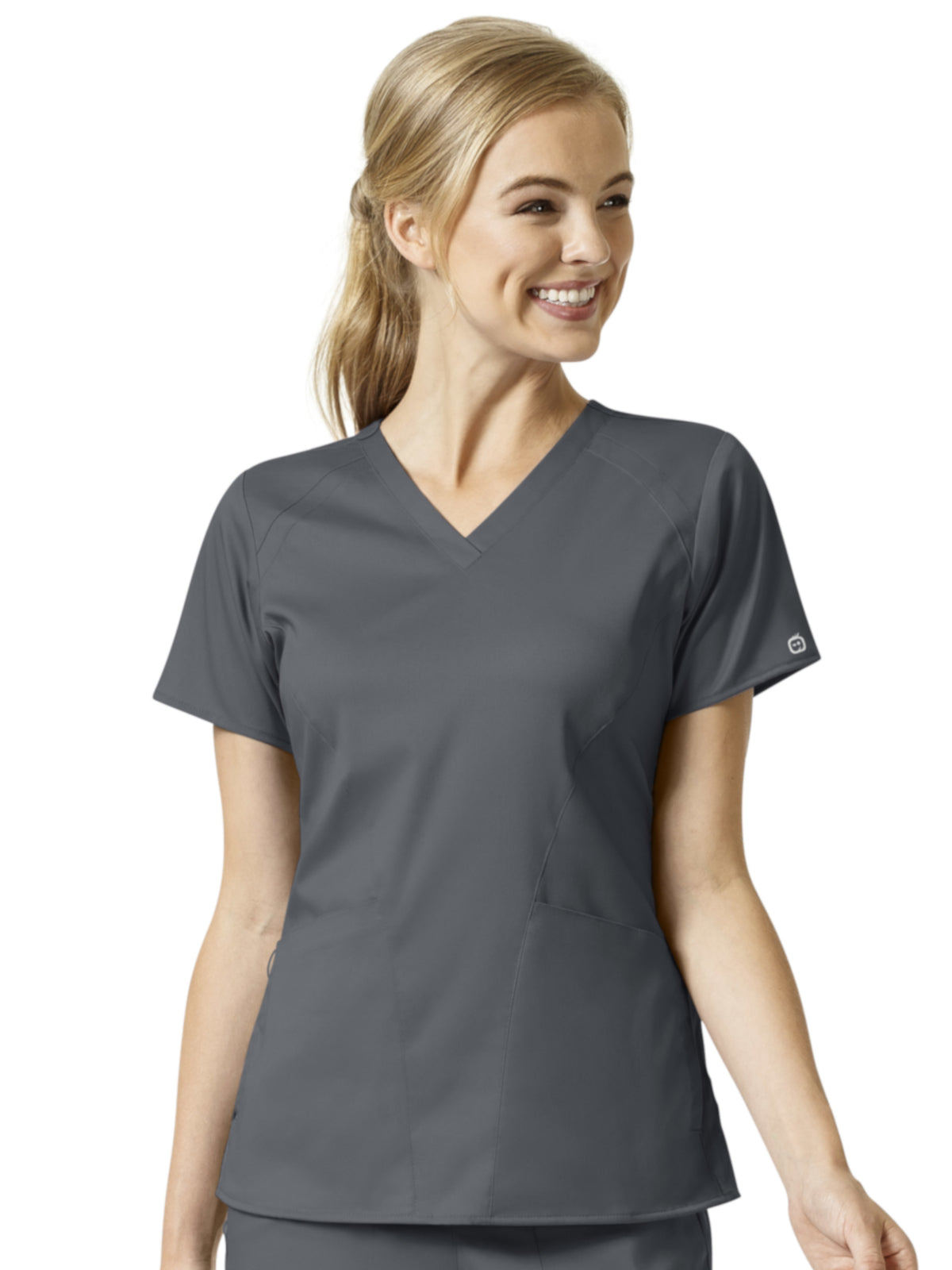 Women's 4 Pocket V-Neck Top - 6319 - Pewter