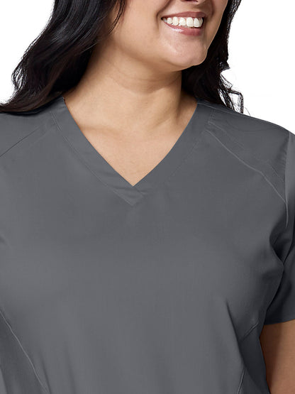 Women's 4 Pocket V-Neck Top - 6319 - Pewter