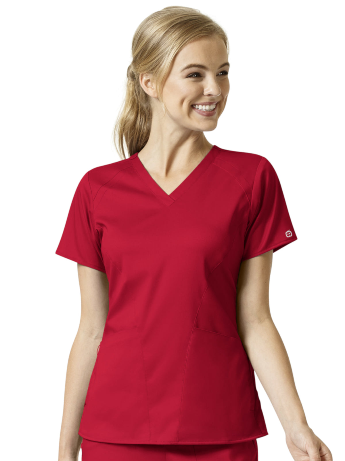 Women's 4 Pocket V-Neck Top - 6319 - Red