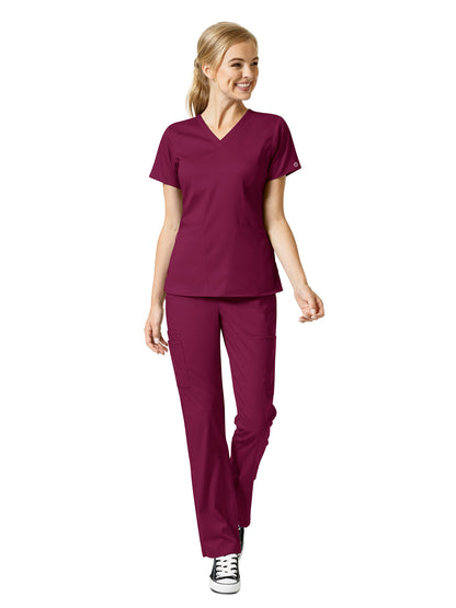 Women's 4 Pocket V-Neck Top - 6319 - Wine