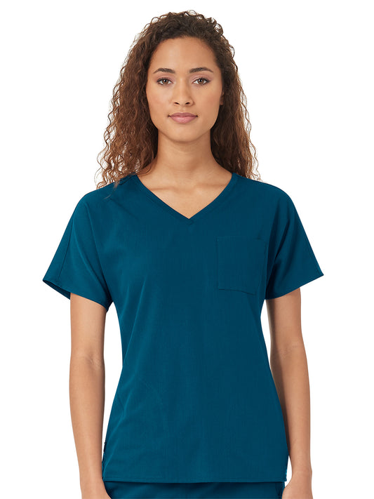 Women's Three-Pocket Dolman V-Neck Top - 6329 - Caribbean