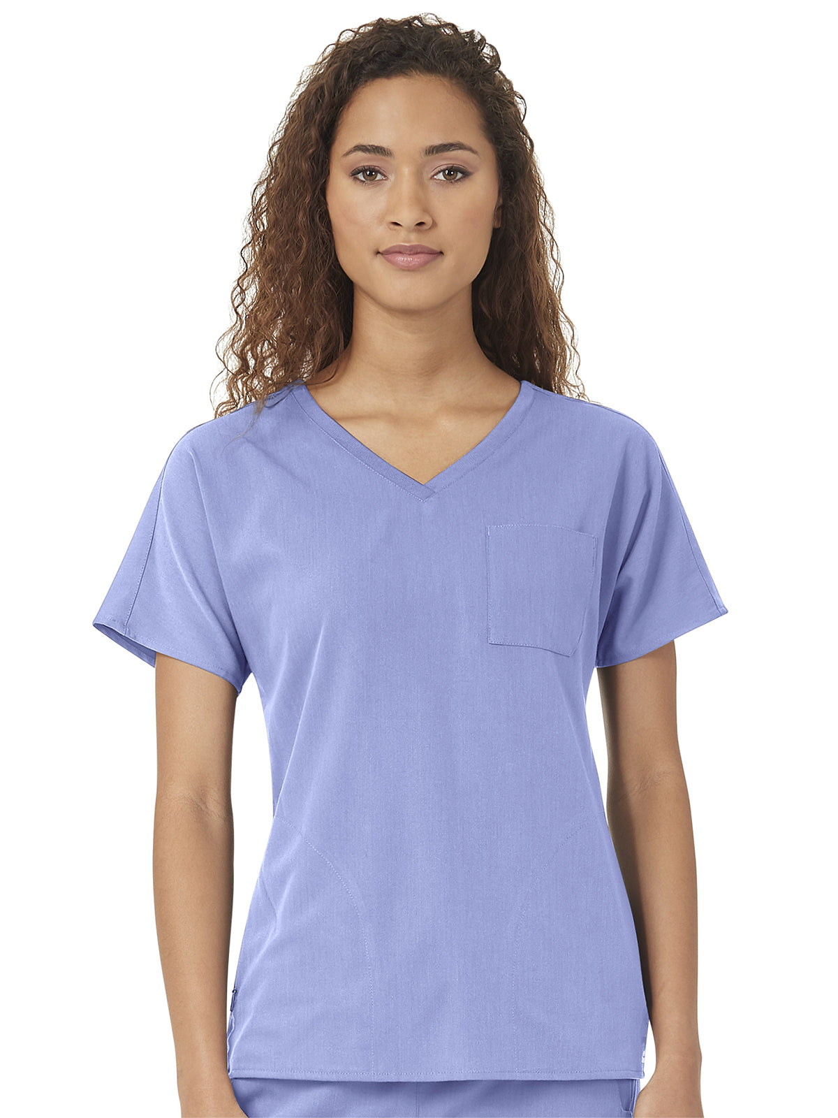 Women's Three-Pocket Dolman V-Neck Top - 6329 - Ceil Blue