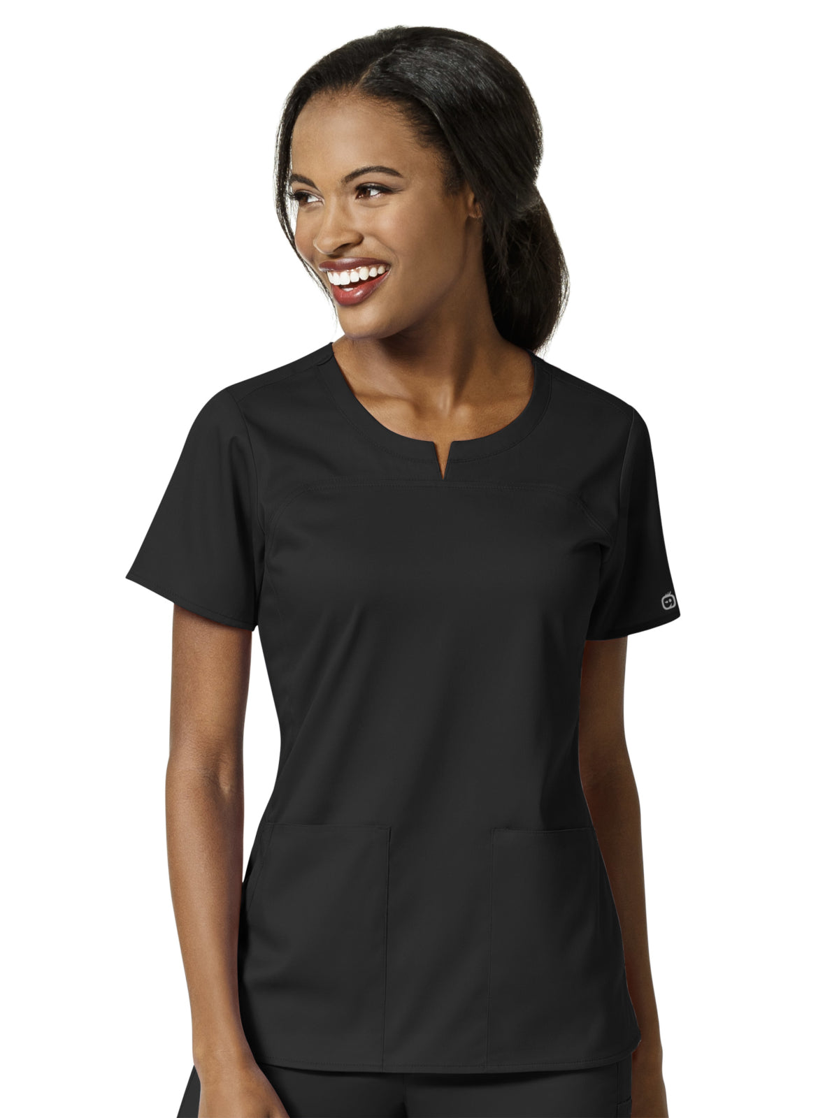 Women's 4 Pocket Notch Neck Top - 6419 - Black