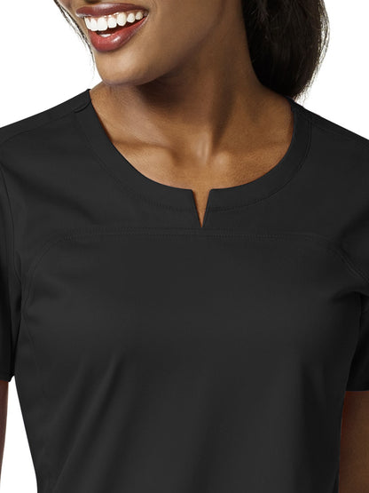 Women's 4 Pocket Notch Neck Top - 6419 - Black