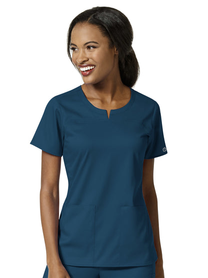 Women's 4 Pocket Notch Neck Top - 6419 - Caribbean