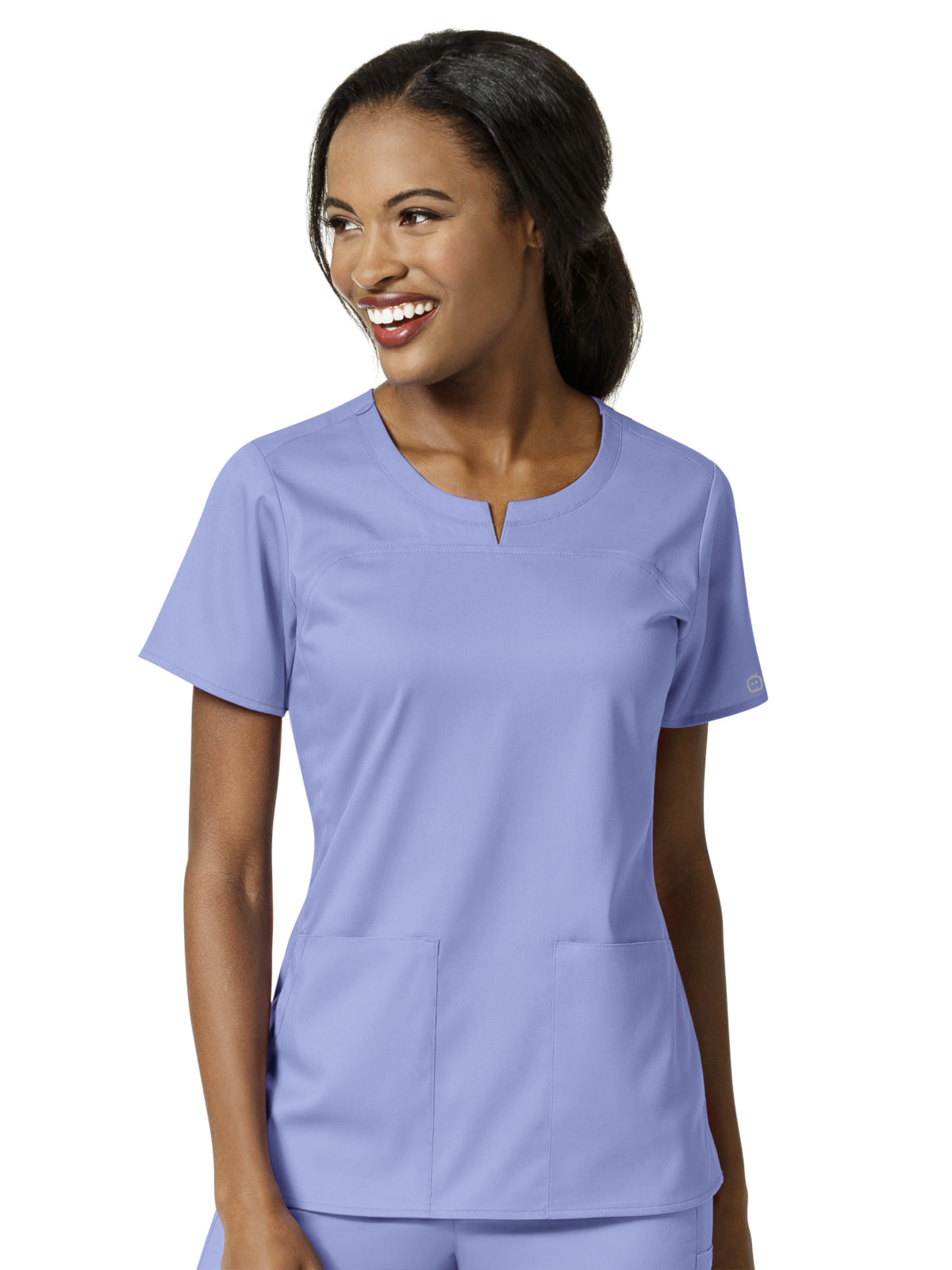 Women's 4 Pocket Notch Neck Top - 6419 - Ceil Blue