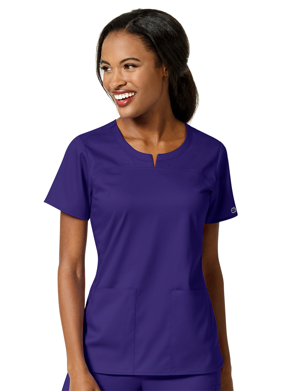 Women's 4 Pocket Notch Neck Top - 6419 - Grape