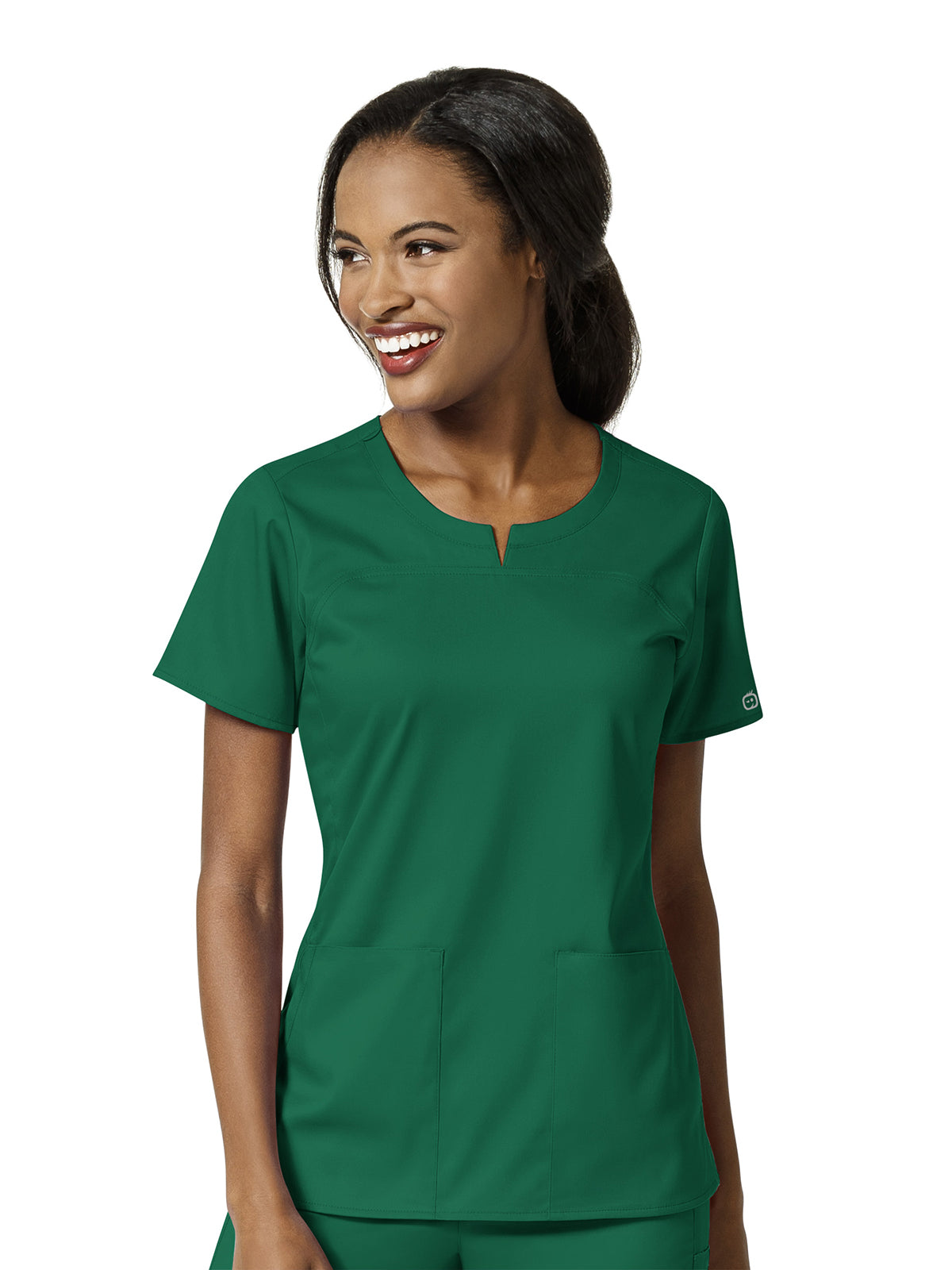 Women's 4 Pocket Notch Neck Top - 6419 - Hunter Green