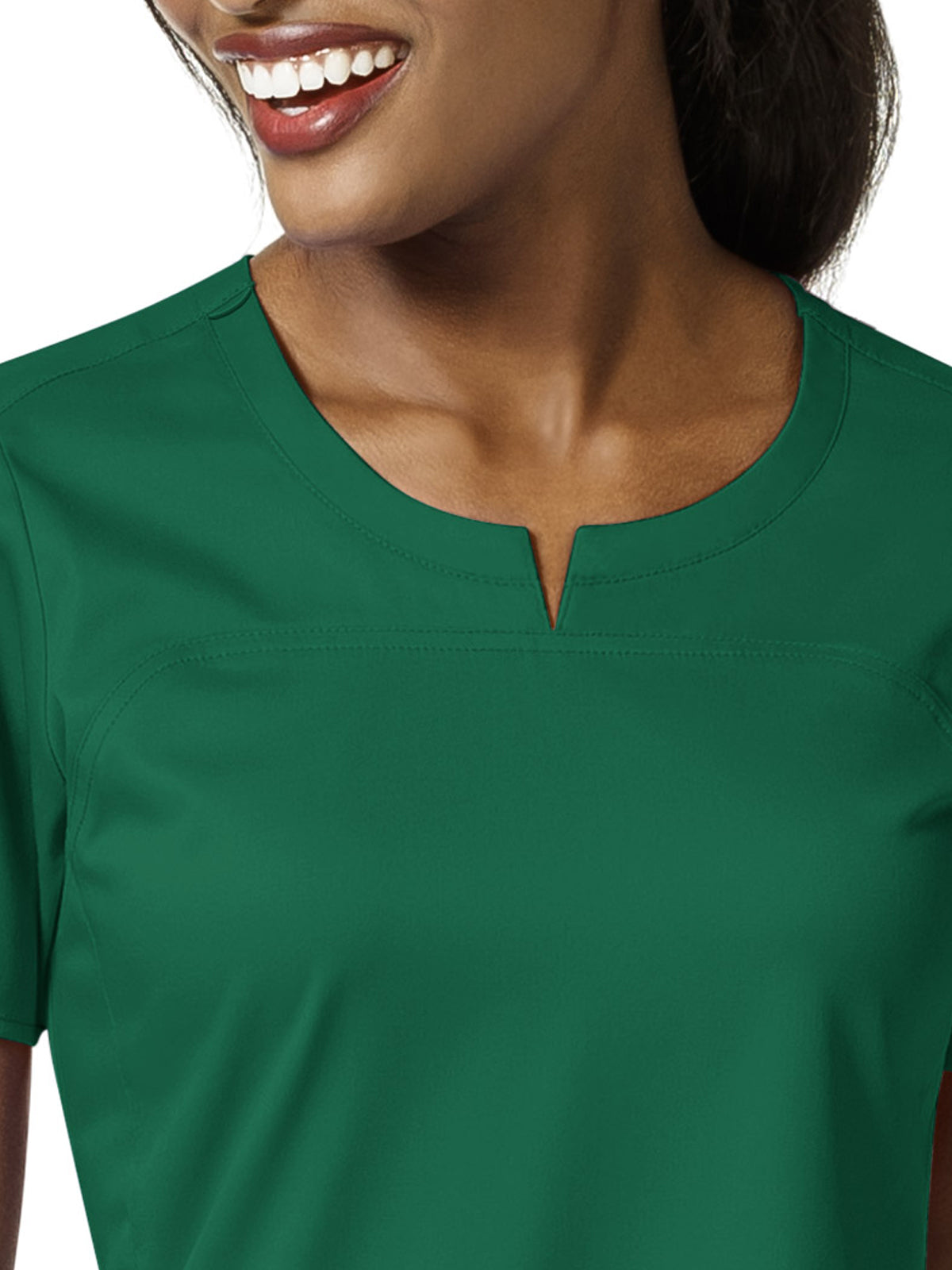 Women's 4 Pocket Notch Neck Top - 6419 - Hunter Green