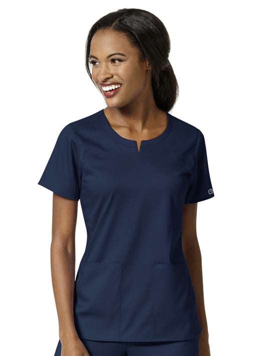 Women's 4 Pocket Notch Neck Top - 6419 - Navy