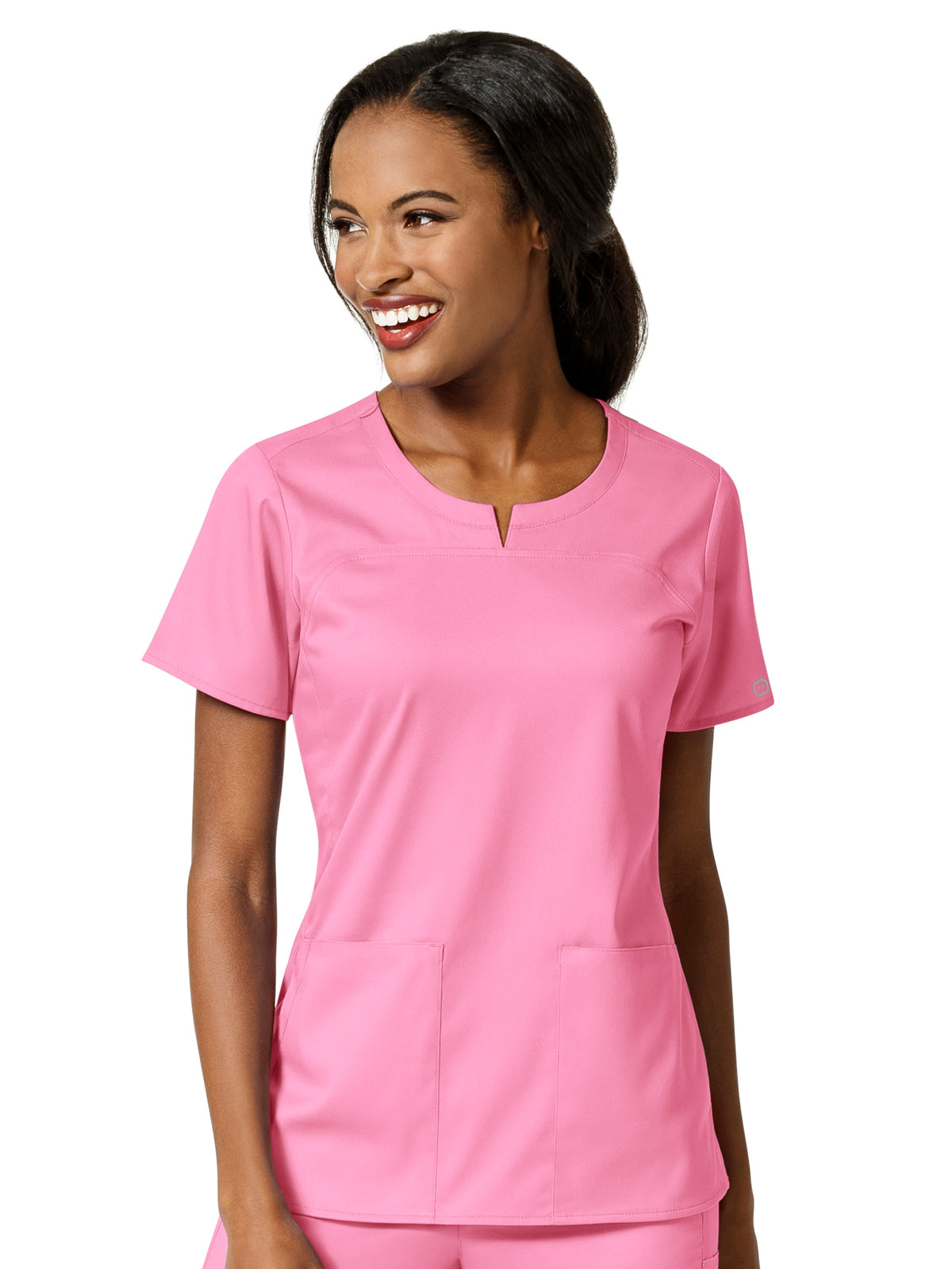 Women's 4 Pocket Notch Neck Top - 6419 - Pink Blossom