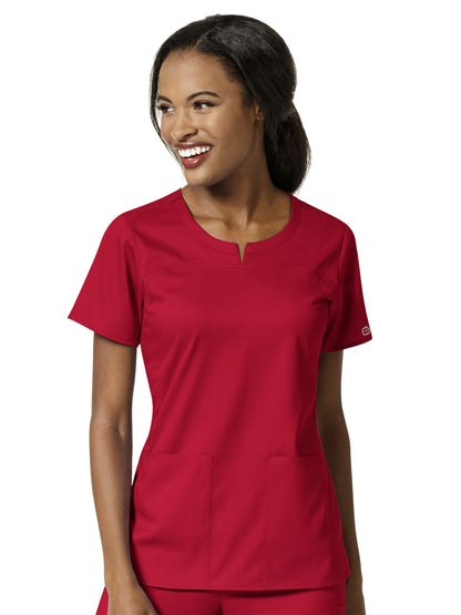 Women's 4 Pocket Notch Neck Top - 6419 - Red