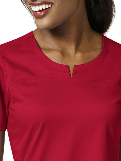 Women's 4 Pocket Notch Neck Top - 6419 - Red