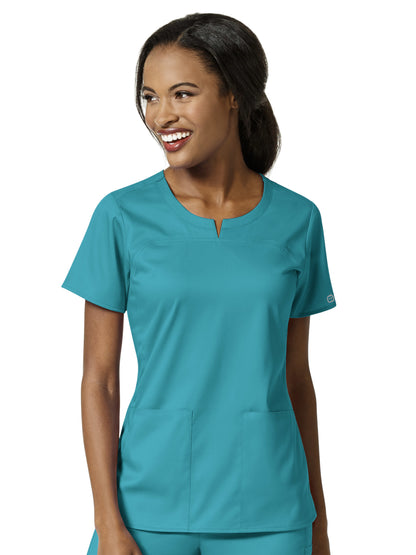 Women's 4 Pocket Notch Neck Top - 6419 - Teal