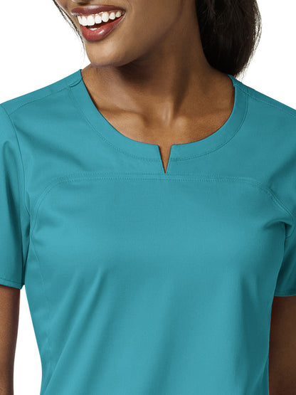 Women's 4 Pocket Notch Neck Top - 6419 - Teal