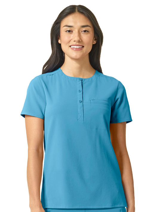 Women's Mandarin Collar Tuck-In Top - 6434 - Bay Blue