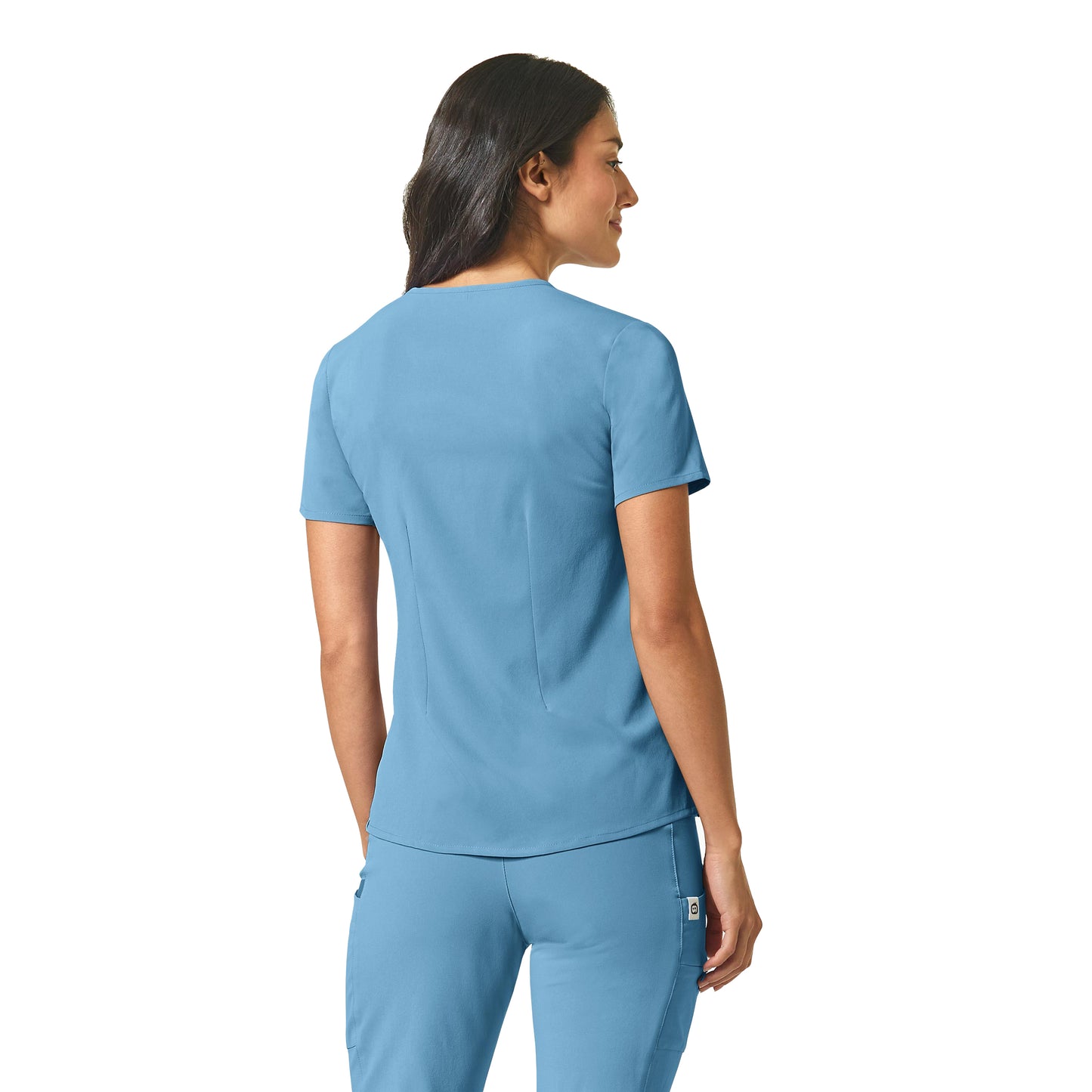 Women's One-Pocket Mandarin Collar Tuck-In Top - 6434 - Bay Blue