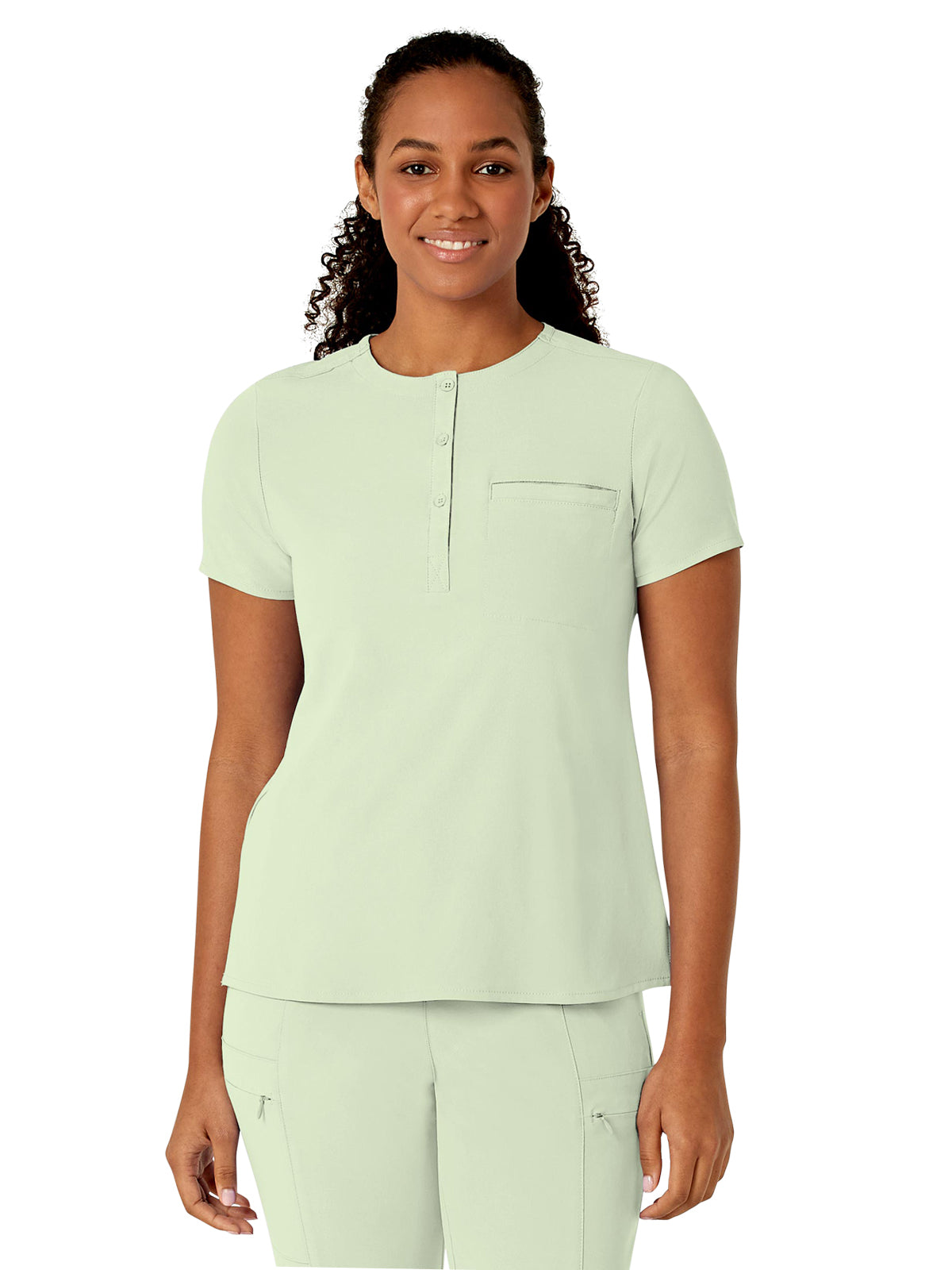 Women's One-Pocket Mandarin Collar Tuck-In Top - 6434 - Fresh Mint