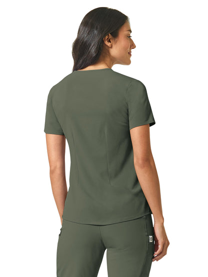 Women's One-Pocket Mandarin Collar Tuck-In Top - 6434 - Olive