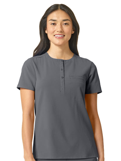 Women's One-Pocket Mandarin Collar Tuck-In Top - 6434 - Pewter