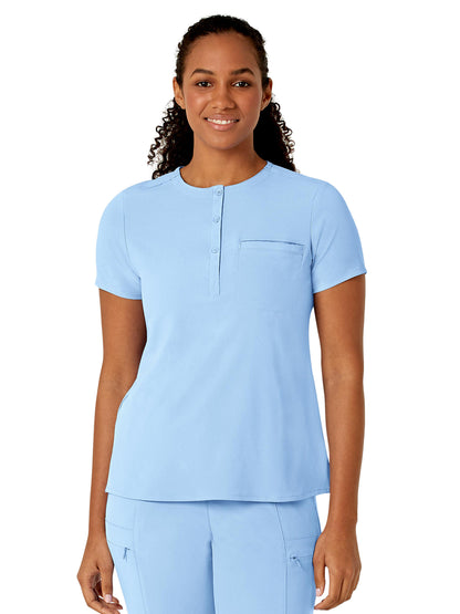 Women's One-Pocket Mandarin Collar Tuck-In Top - 6434 - Powder Blue