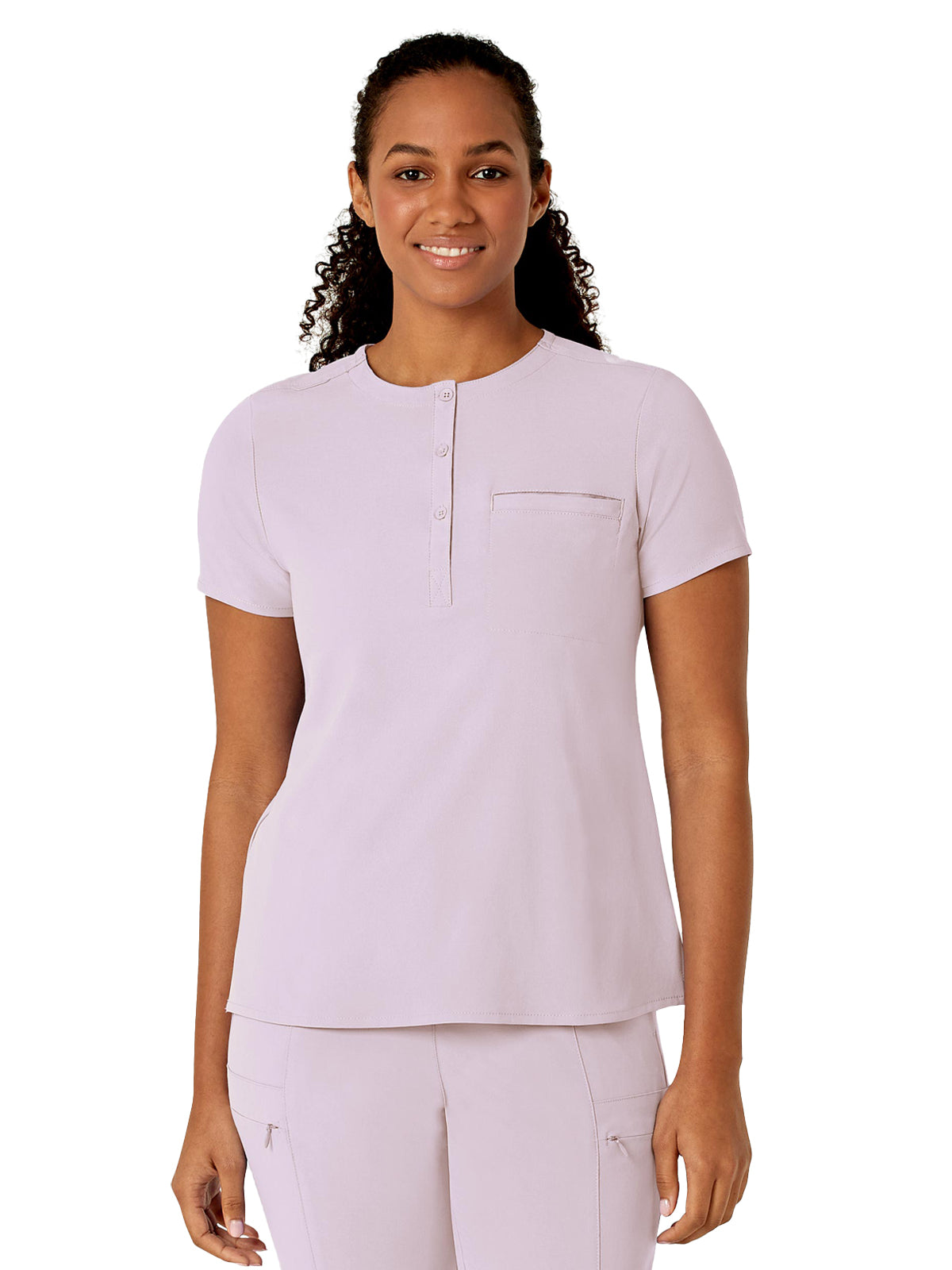 Women's One-Pocket Mandarin Collar Tuck-In Top - 6434 - Pastel Lilac