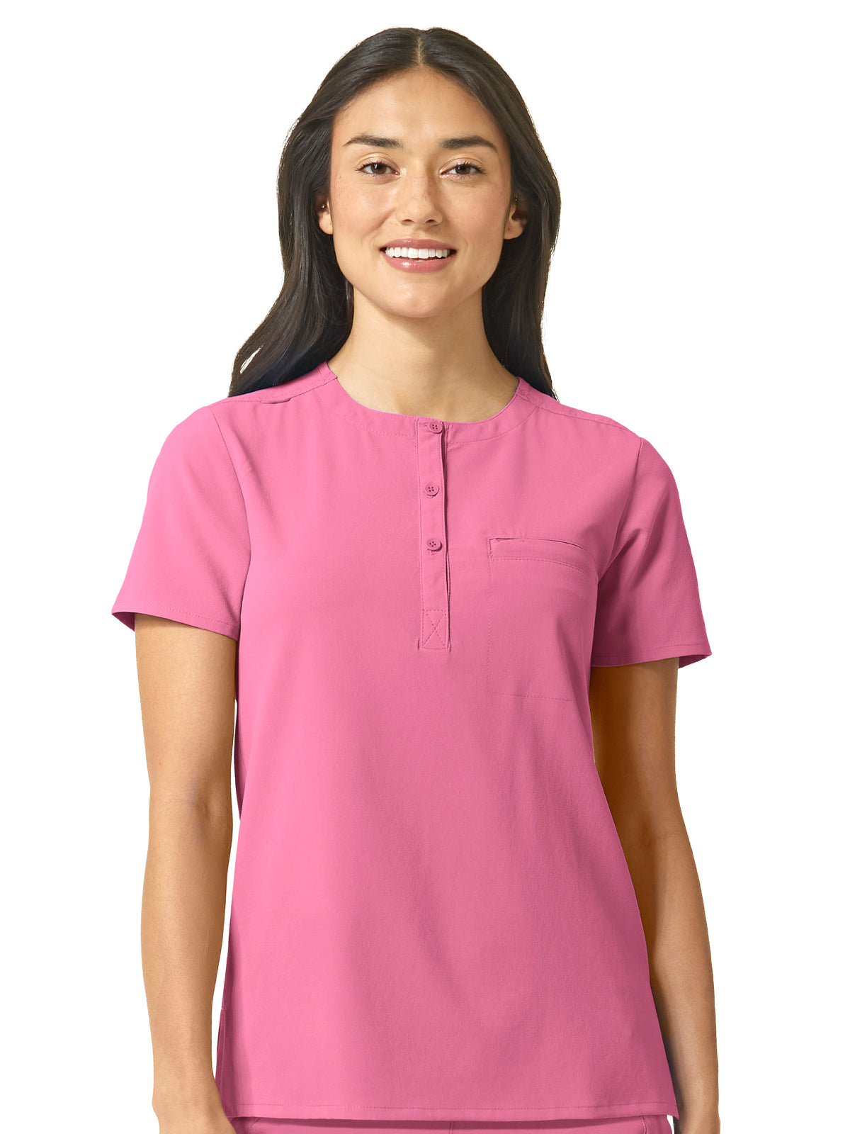 Women's One-Pocket Mandarin Collar Tuck-In Top - 6434 - Rosebud