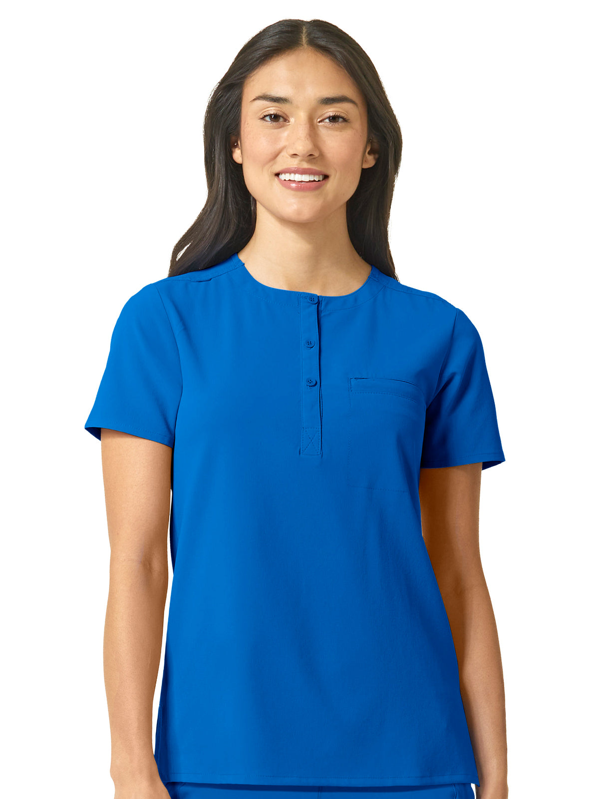 Women's One-Pocket Mandarin Collar Tuck-In Top - 6434 - Royal