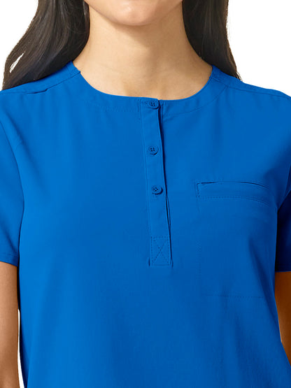 Women's One-Pocket Mandarin Collar Tuck-In Top - 6434 - Royal