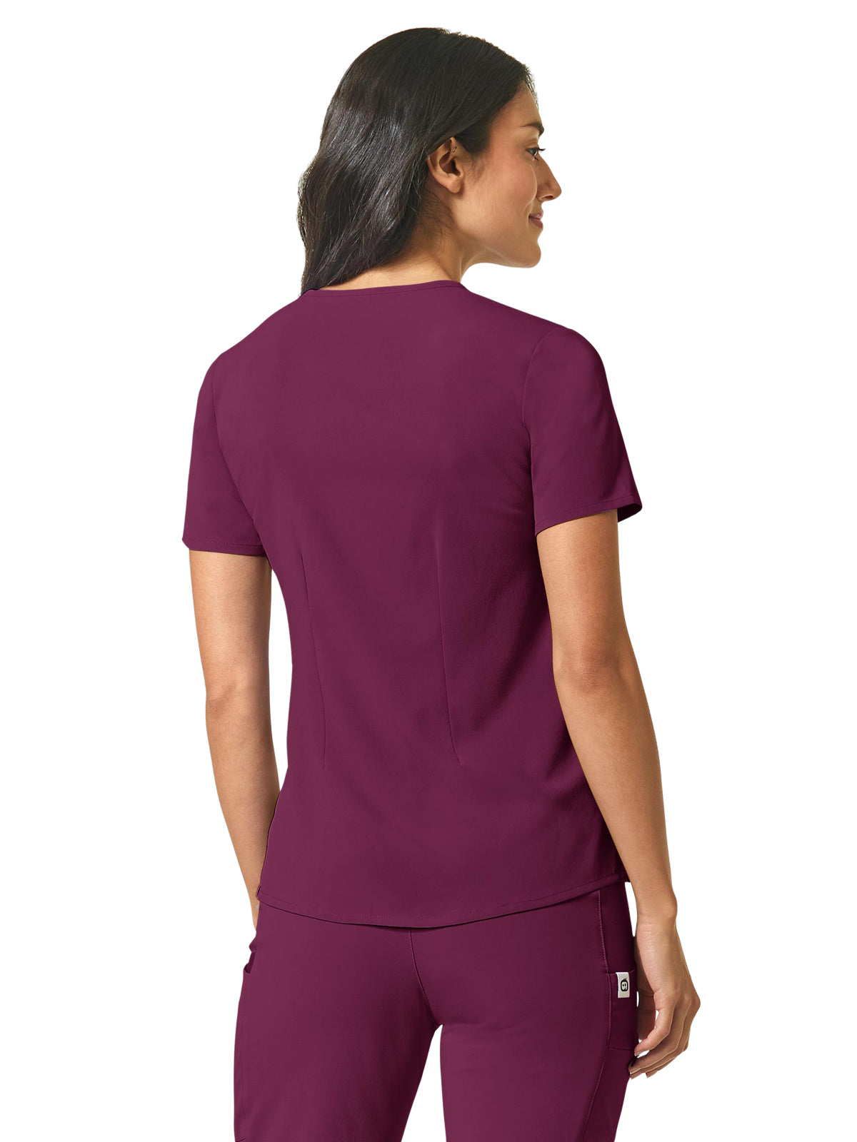 Women's One-Pocket Mandarin Collar Tuck-In Top - 6434 - Wine