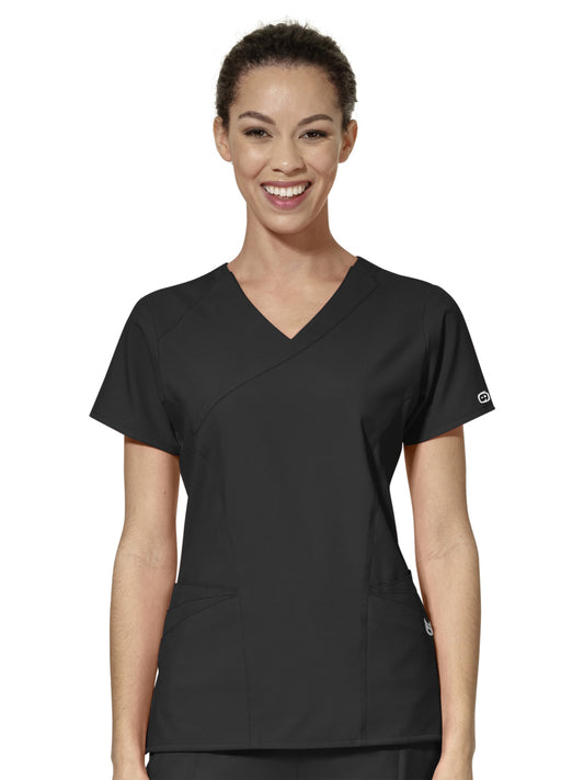 Women's Ten-Pocket Mock Wrap Top - 6455 - Black