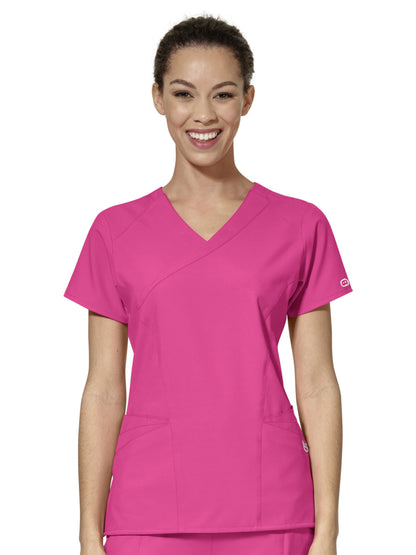 Women's Ten-Pocket Mock Wrap Top - 6455 - Hot Pink