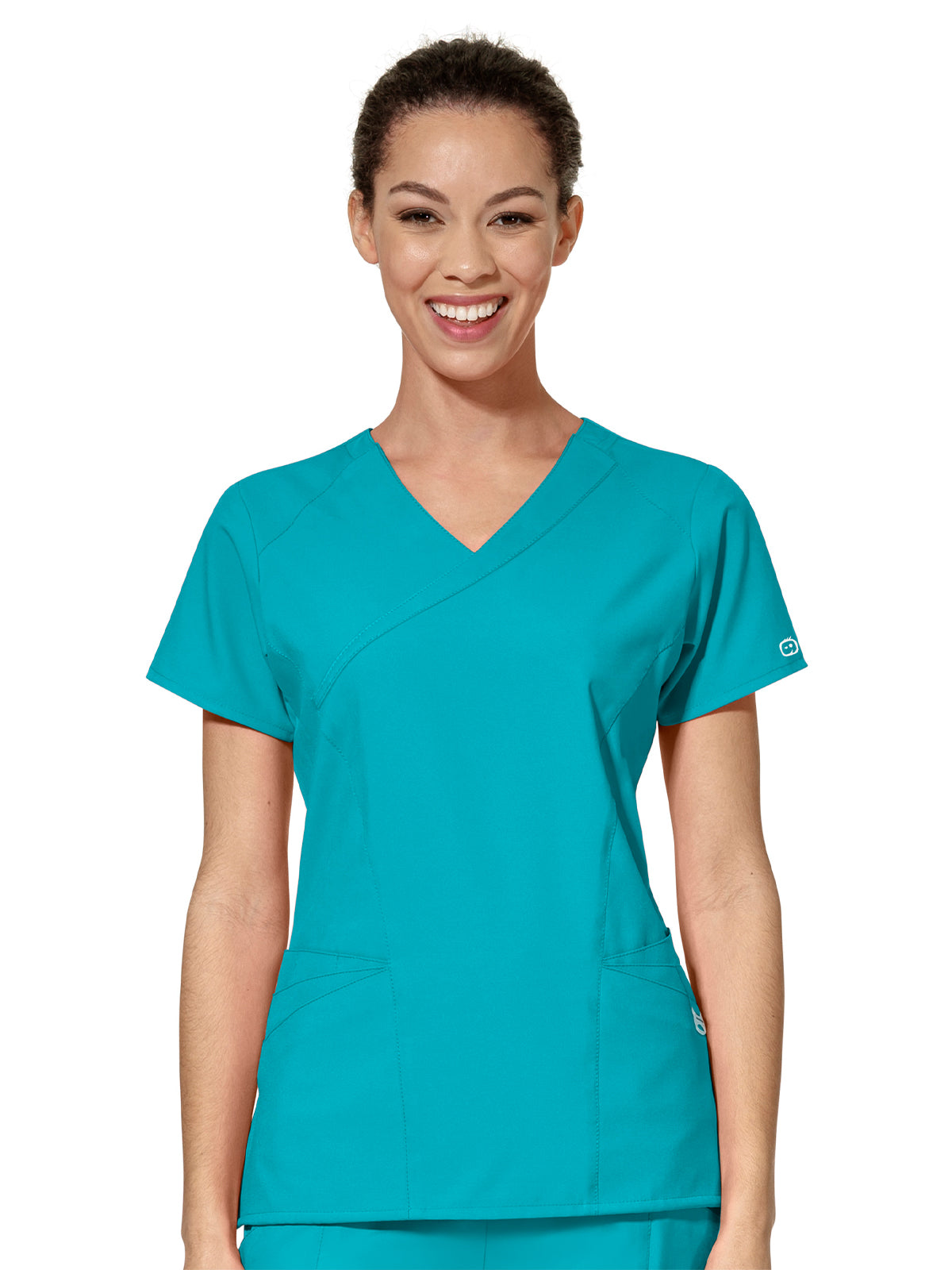 Women's Ten-Pocket Mock Wrap Top - 6455 - Teal Blue