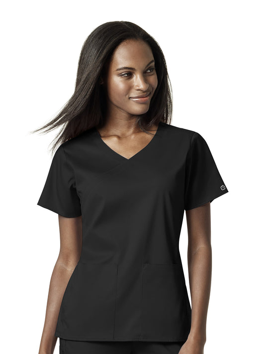 Women's 4 Pocket Wrap Top - 6519 - Black