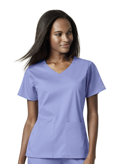 Women's 4 Pocket Wrap Top - 6519 - Ceil Blue