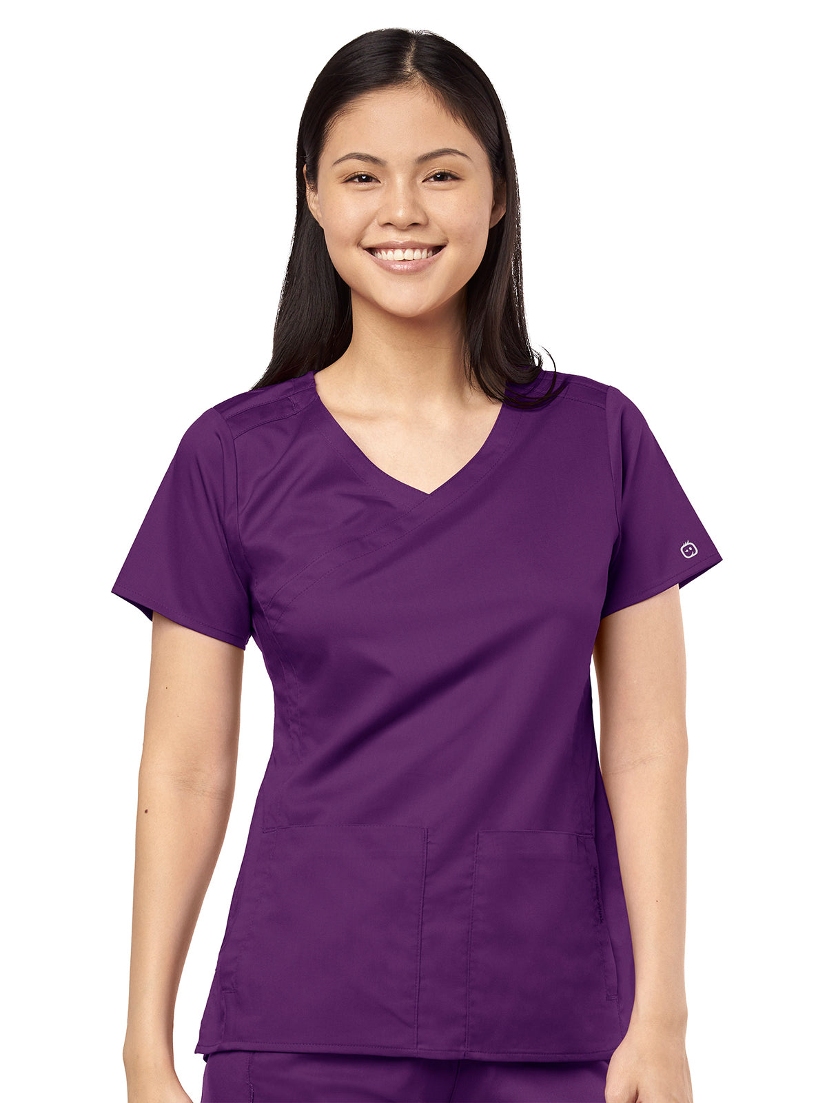 Women's 4 Pocket Wrap Top - 6519 - Eggplant