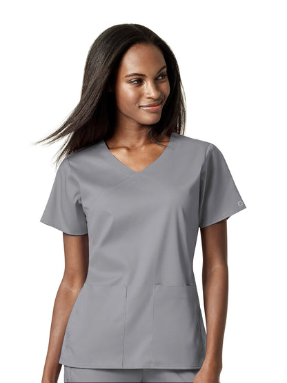 Women's 4 Pocket Wrap Top - 6519 - Grey