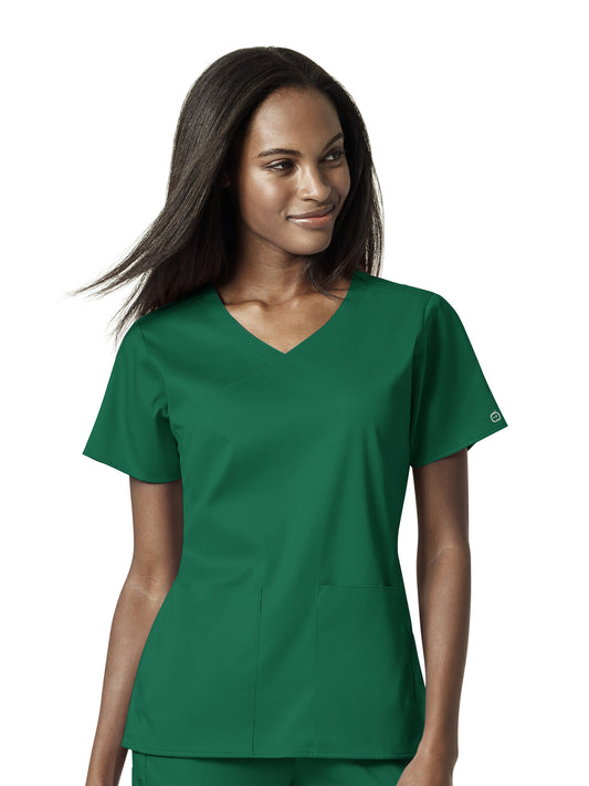 Women's 4 Pocket Wrap Top - 6519 - Hunter Green