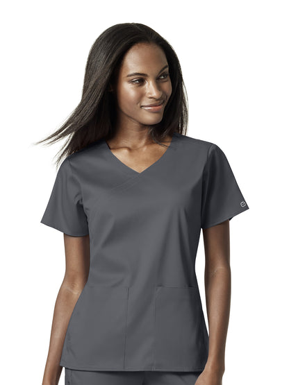 Women's 4 Pocket Wrap Top - 6519 - Pewter