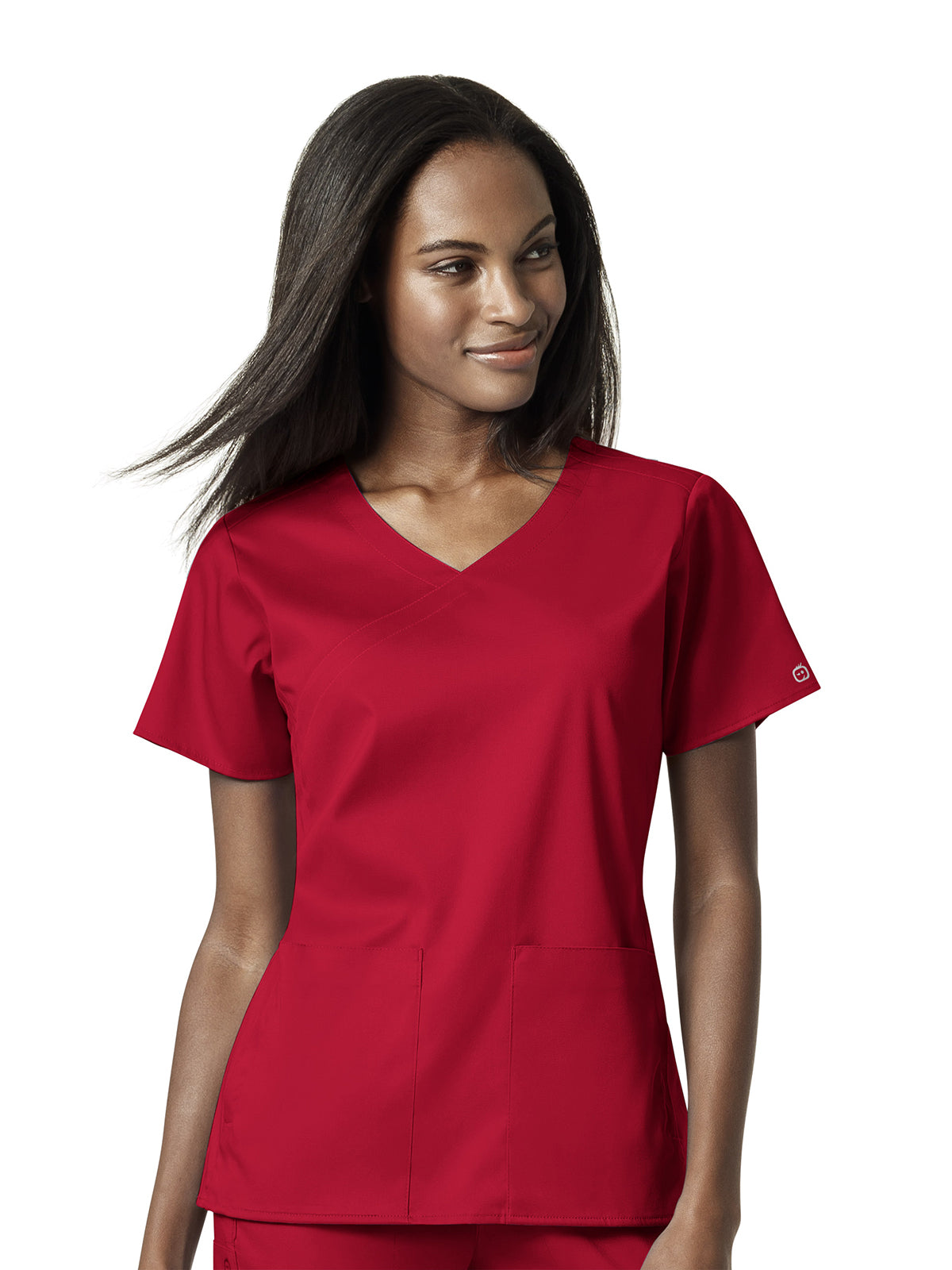 Women's 4 Pocket Wrap Top - 6519 - Red