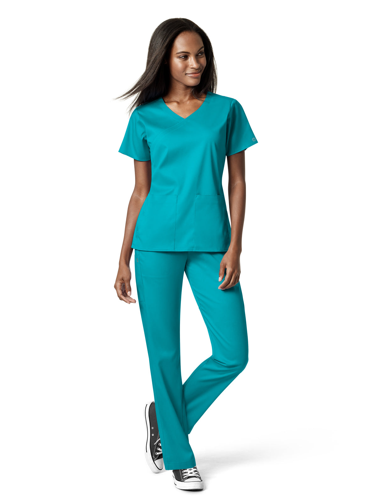 Women's 4 Pocket Wrap Top - 6519 - Teal