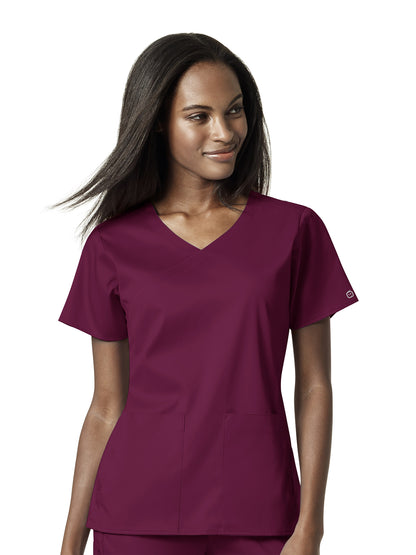 Women's 4 Pocket Wrap Top - 6519 - Wine