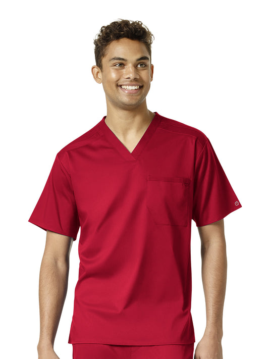 Men's Two-Pocket V-Neck Top - 6619 - Red