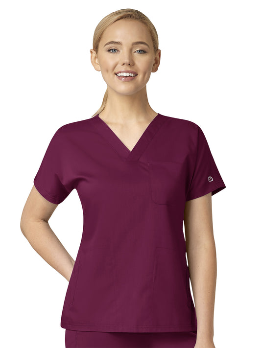 Women's Three-Pocket Dolman V-Neck Top - 6719 - Wine