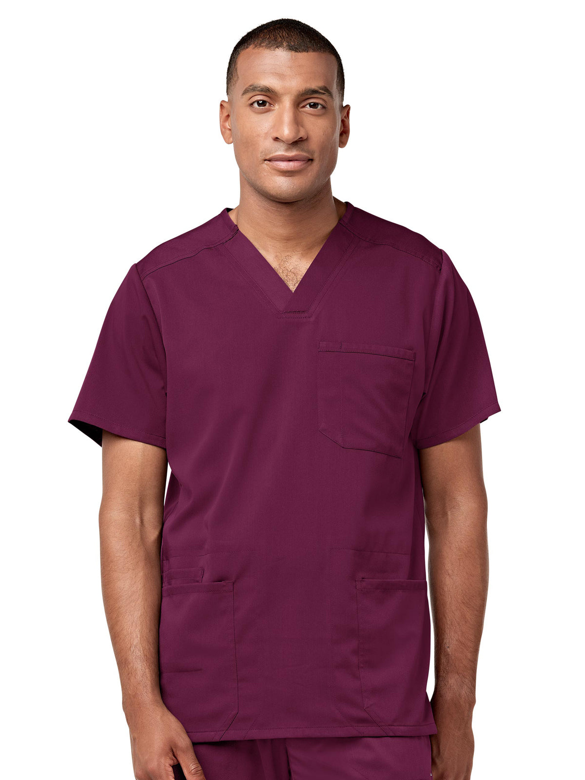 Men's Six-Pocket Multi-Pocket V-Neck Top - 6819 - Wine