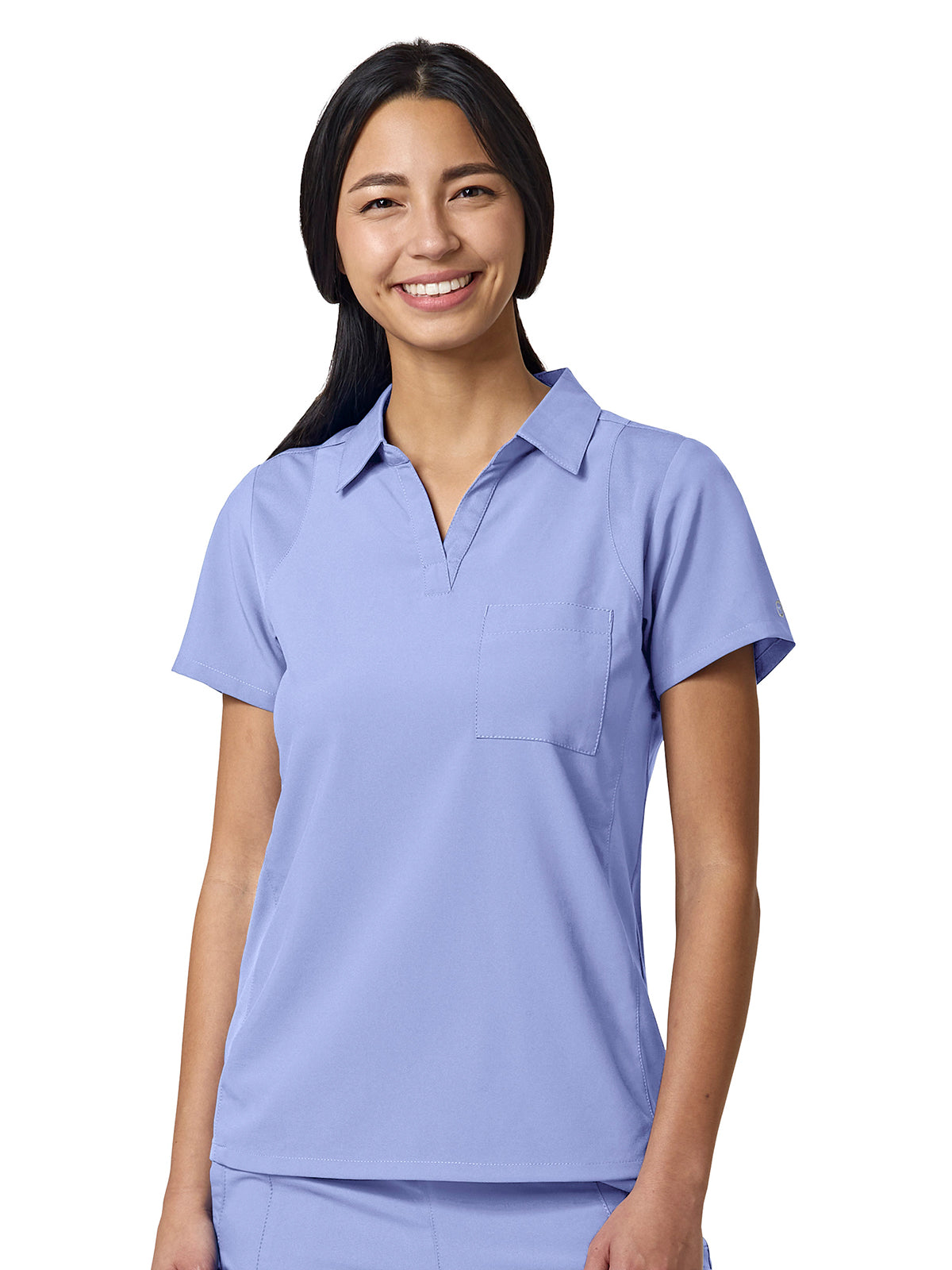 Women's One-Pocket Easy Comfort Placket Top - 6955 - Ceil Blue