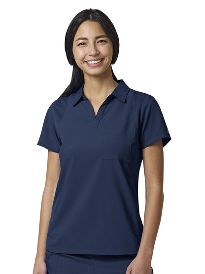 Women's One-Pocket Easy Comfort Placket Top - 6955 - Navy