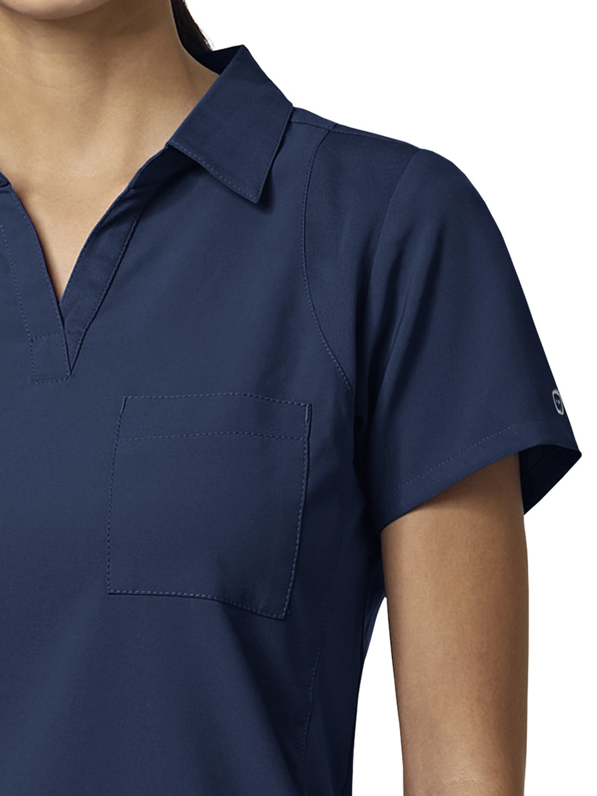 Women's One-Pocket Easy Comfort Placket Top - 6955 - Navy